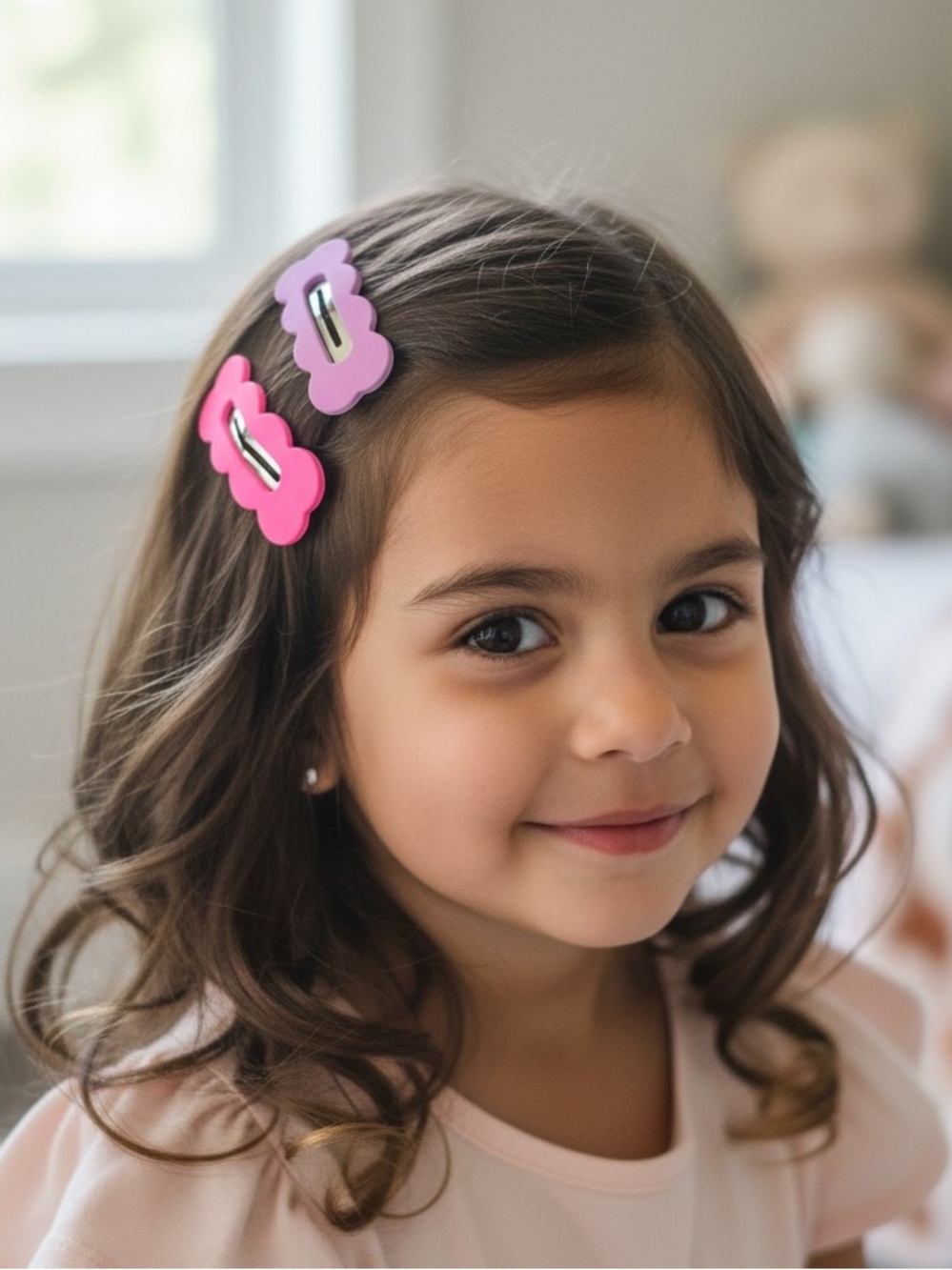 Kids  Cloud-Shaped Hair Clips in Pink and Lavender
